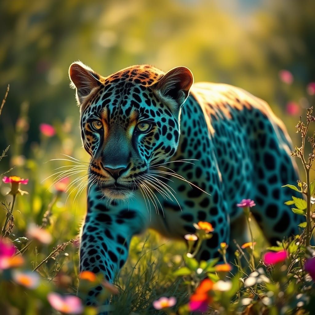 Radiant Mythical Leopard with Ethereal Glowing Fur