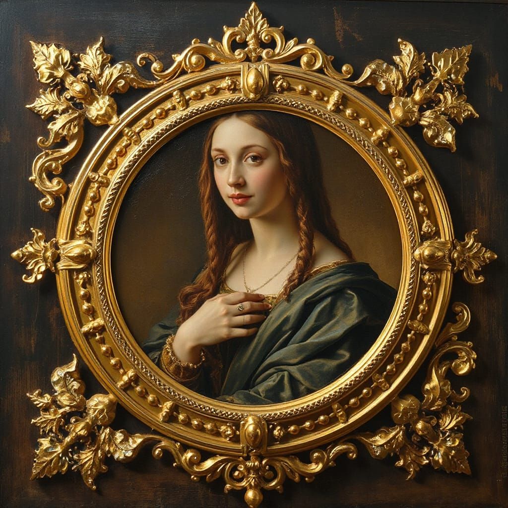 Hyperrealistic Renaissance Masterpiece with Intricate Filigr...