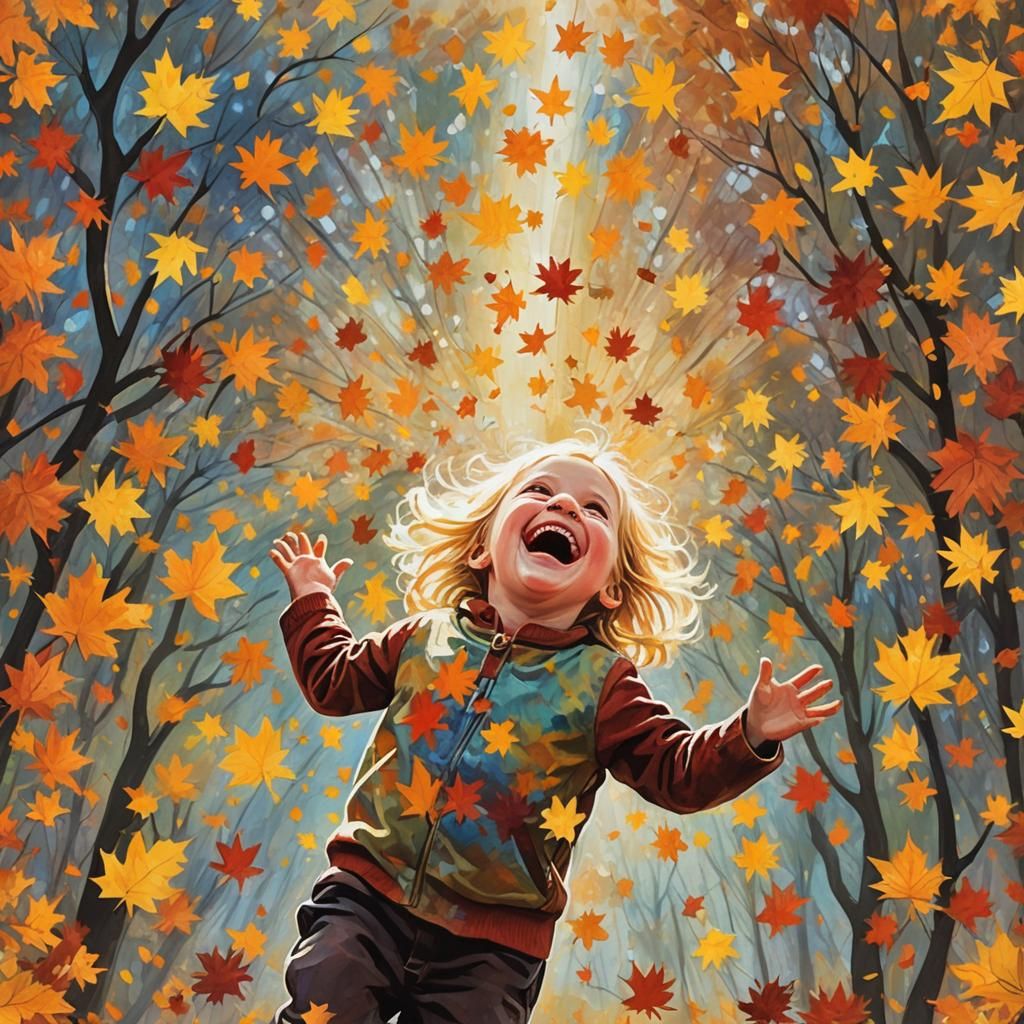 Child Flies Through Heaven in Abstract Art