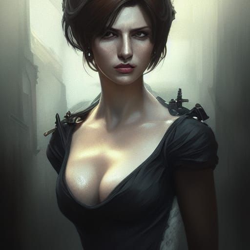 Lady Dimitrescu Portrait in Hyperdetailed Splash Art Style