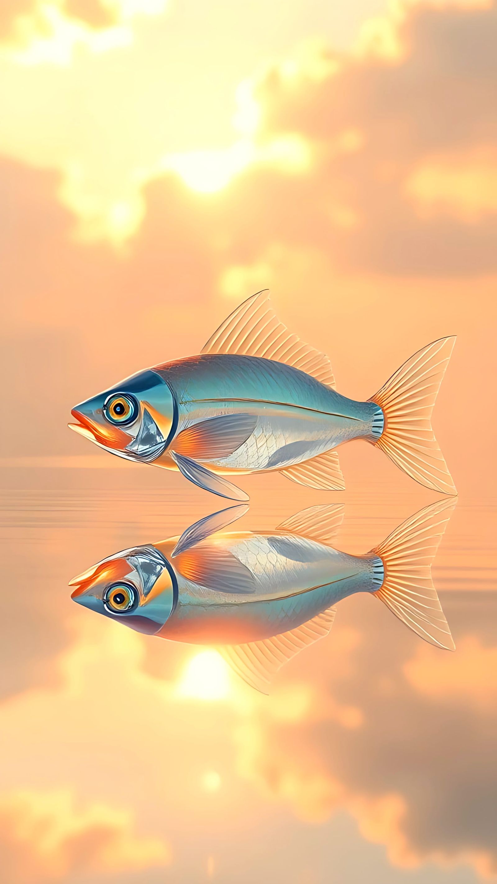 Ethereal Crystal Fish Over Tranquil Lake