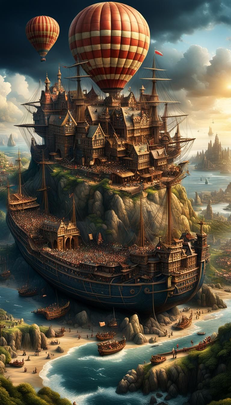 Gulliver's travels. Hyper detailed HD 3D 64k