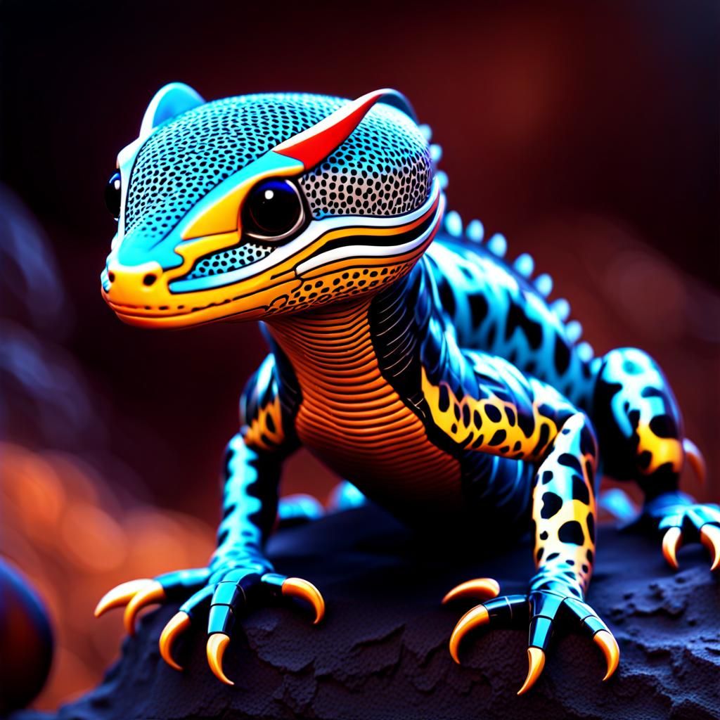 Colorful cheetah gecko lizard hybrid