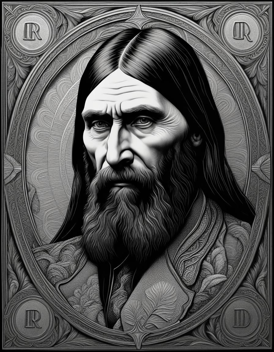 Rasputin Engraving with Art Deco Elements