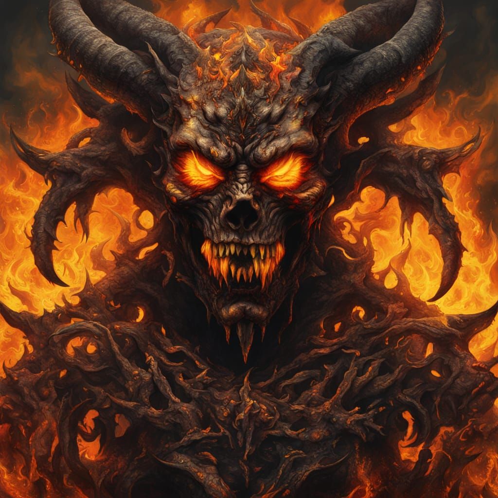 Tormented Demon Grips Head in Dark Fantasy Art