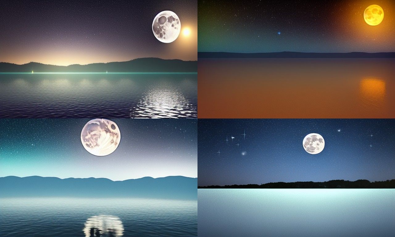 Full Moon Night Over Calm Sea