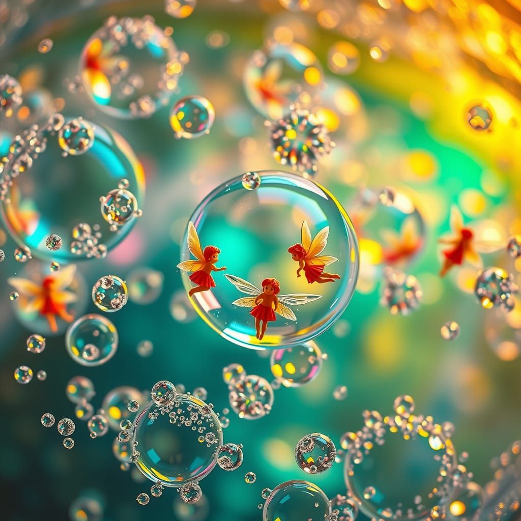 Bubbles with Fairies in a Fizzy Drink