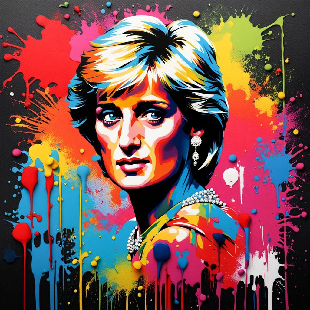 Princess Diana as Graffiti Splash Art
