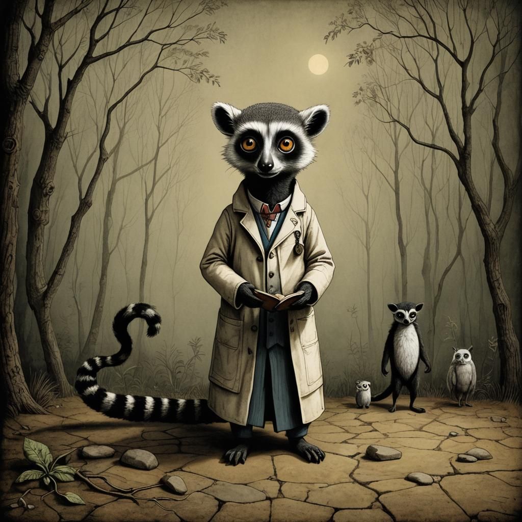 Lemur Doctor Illustration in Storybook Style