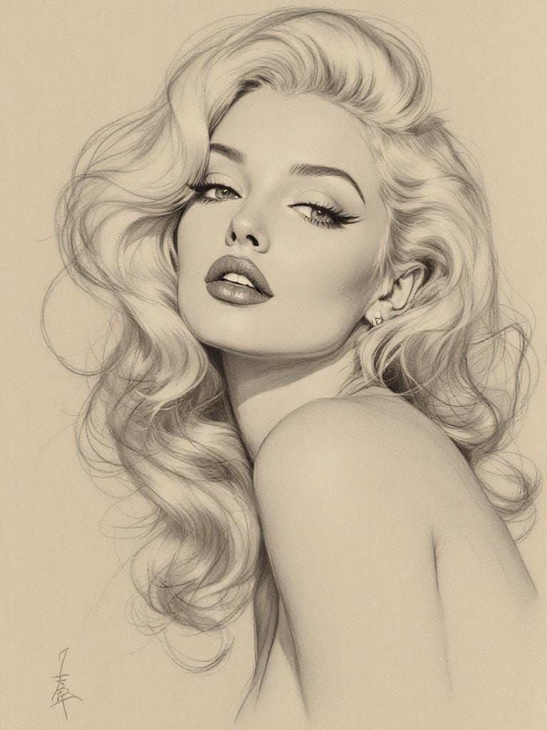 1950s Pin-Up in Da Vinci and Sargent Style