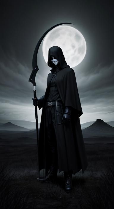 Grim Reaper in Desolate Landscape