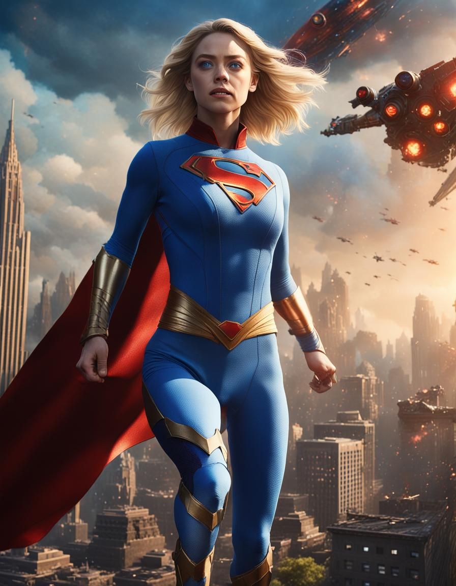 Sydney Sweeney as Power Girl: Cinematic Artstation Portrait