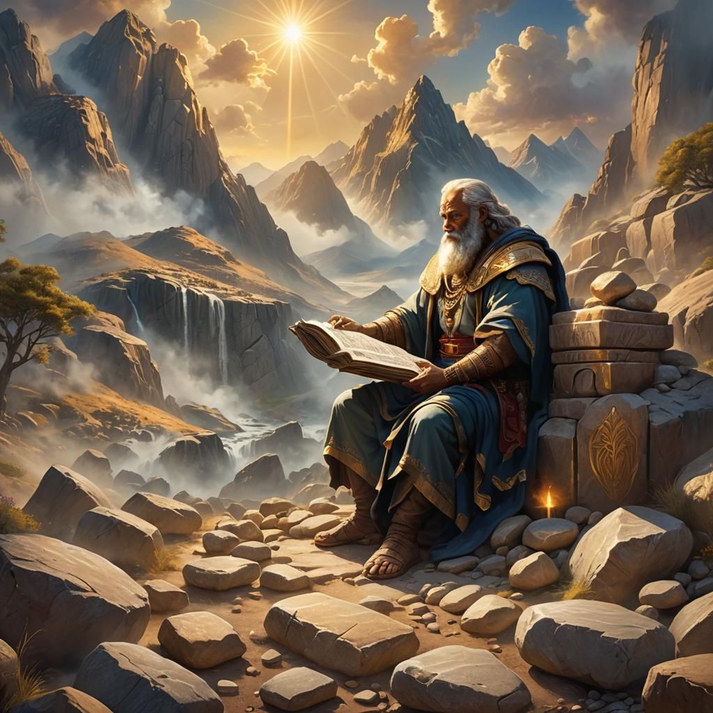 God Writes Commandments: Hyper-Realistic Matte Painting