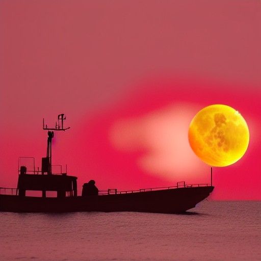 Dramatic Red Moon Celestial View