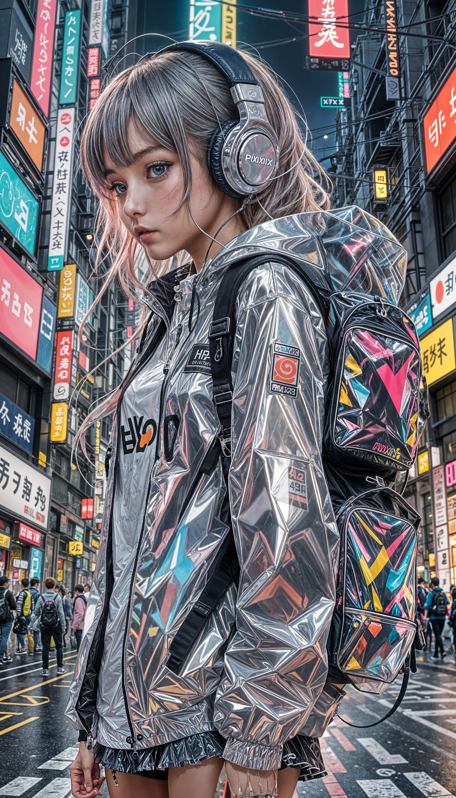 Anime Girl in Futuristic Harajuku Fashion