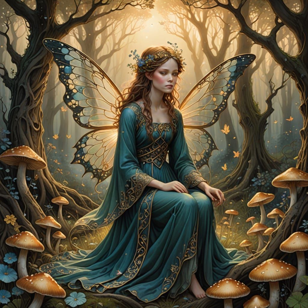 Enchanted Faerie in Whimsical Forest Scene
