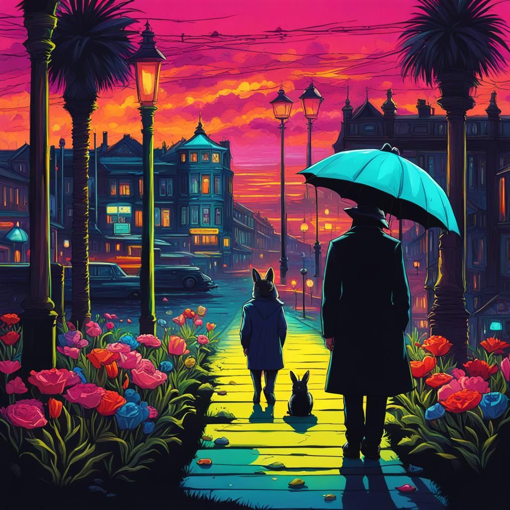 Grimdark Seaside Portrait in Film Noir Style