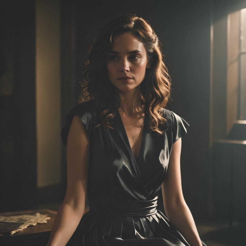 Intimate Film Still: Woman in Satin Dress