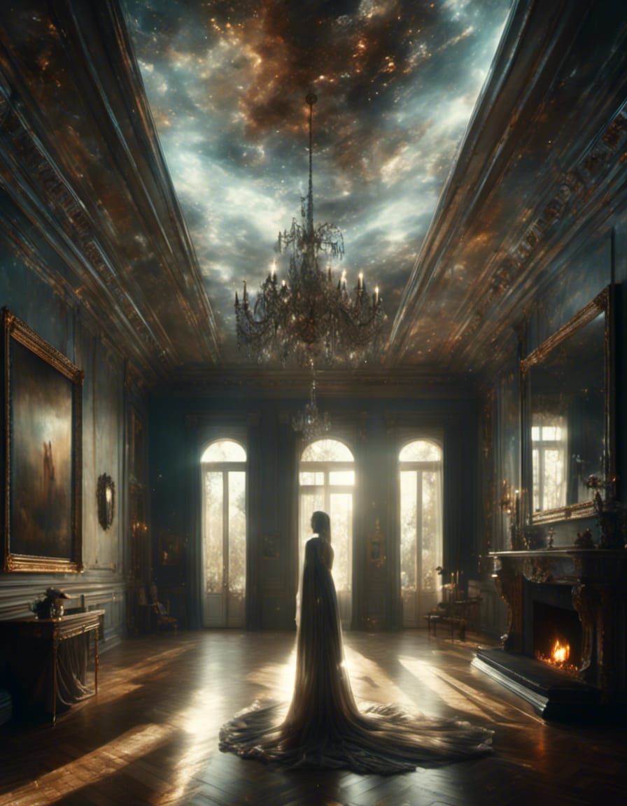 Ghostly Mansion in Exquisite Painting Style