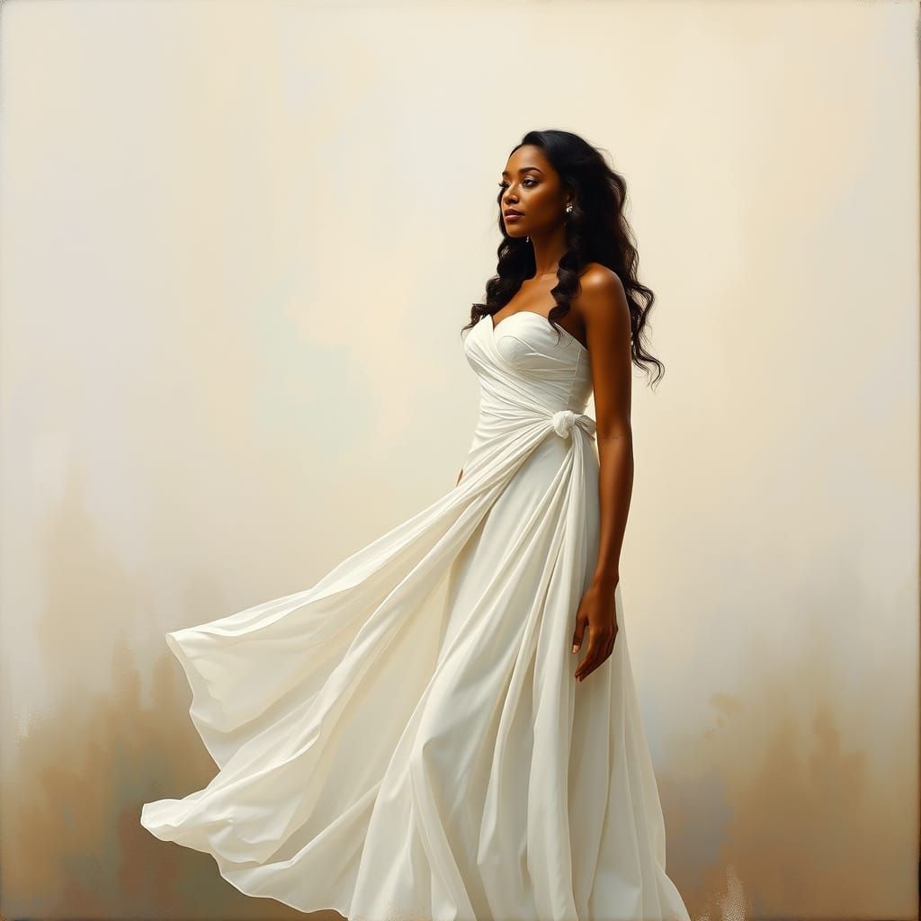 Sade in White Gown: Art Nouveau Style