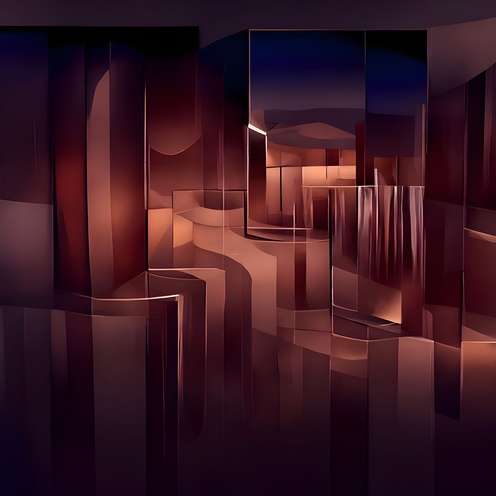 Liminal Op Art Vista with Infinite Reflections
