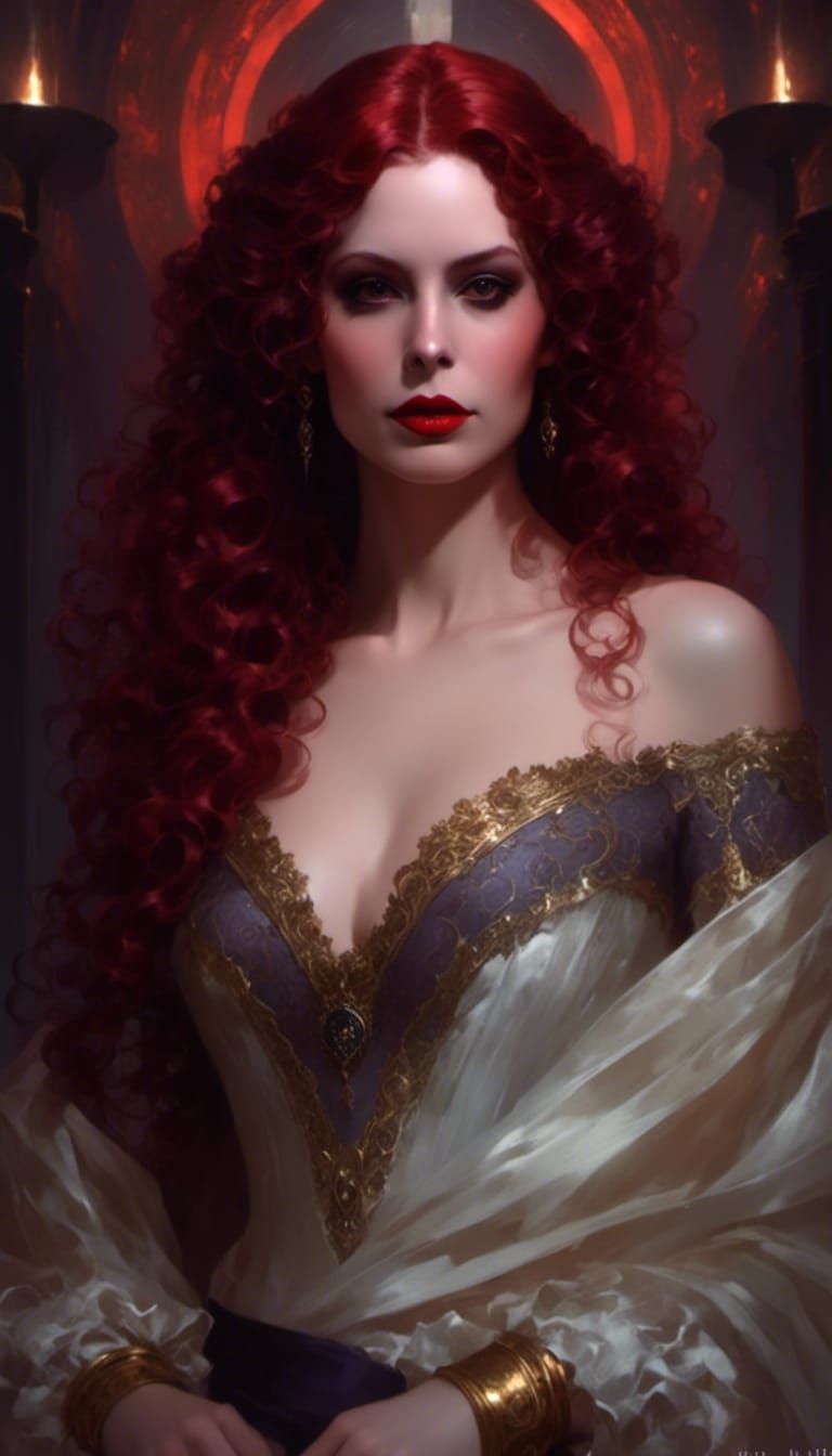 Victorian Vampire Portrait with Red Hair
