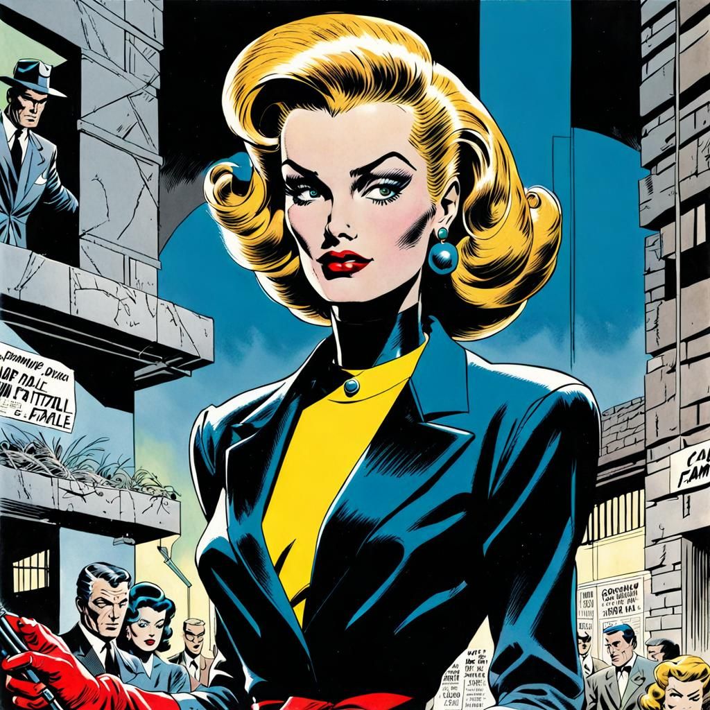 Noir Femme Fatale in Comic Book Style