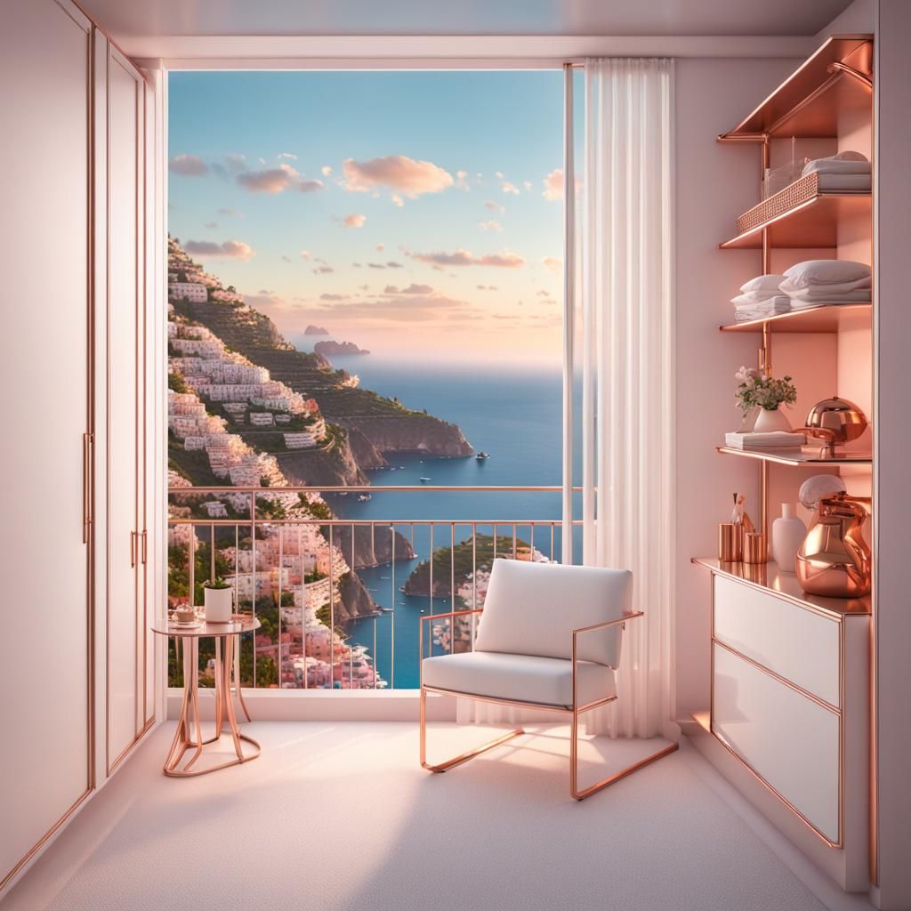 Modern Wardrobe with Rose Gold, Balcony View