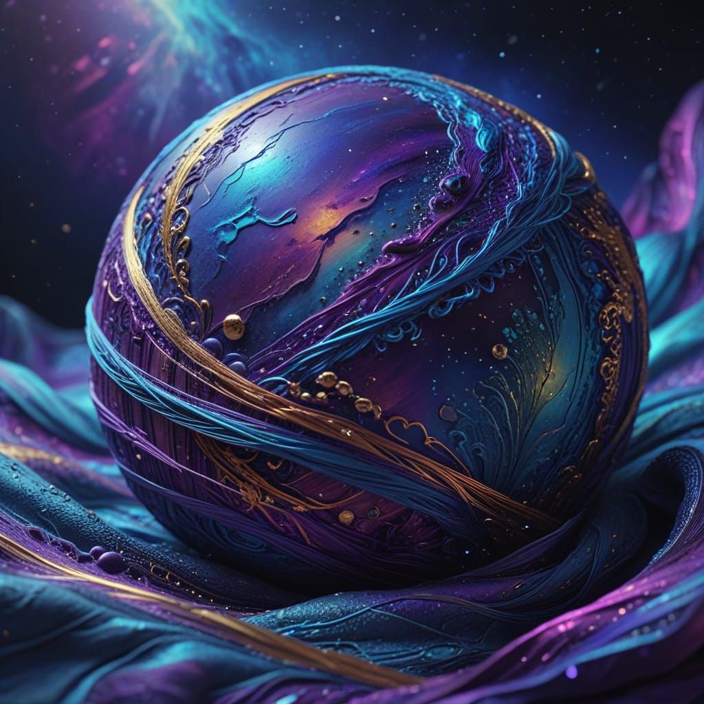 Surreal Fabric Planet in Vibrant, Hyper-Realistic Style