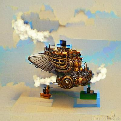 Steampunk Flying Ship with Intricate Engine