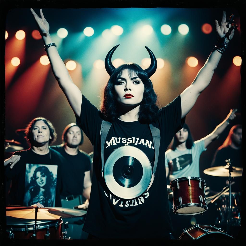 Retro Vinyl Album Cover with Polaroid Photo