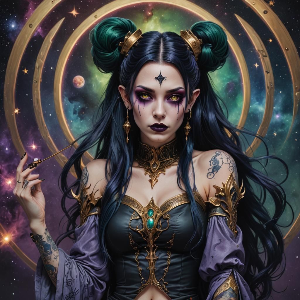 Gothic Sorceress Casting Magic in Dark Fantasy Art