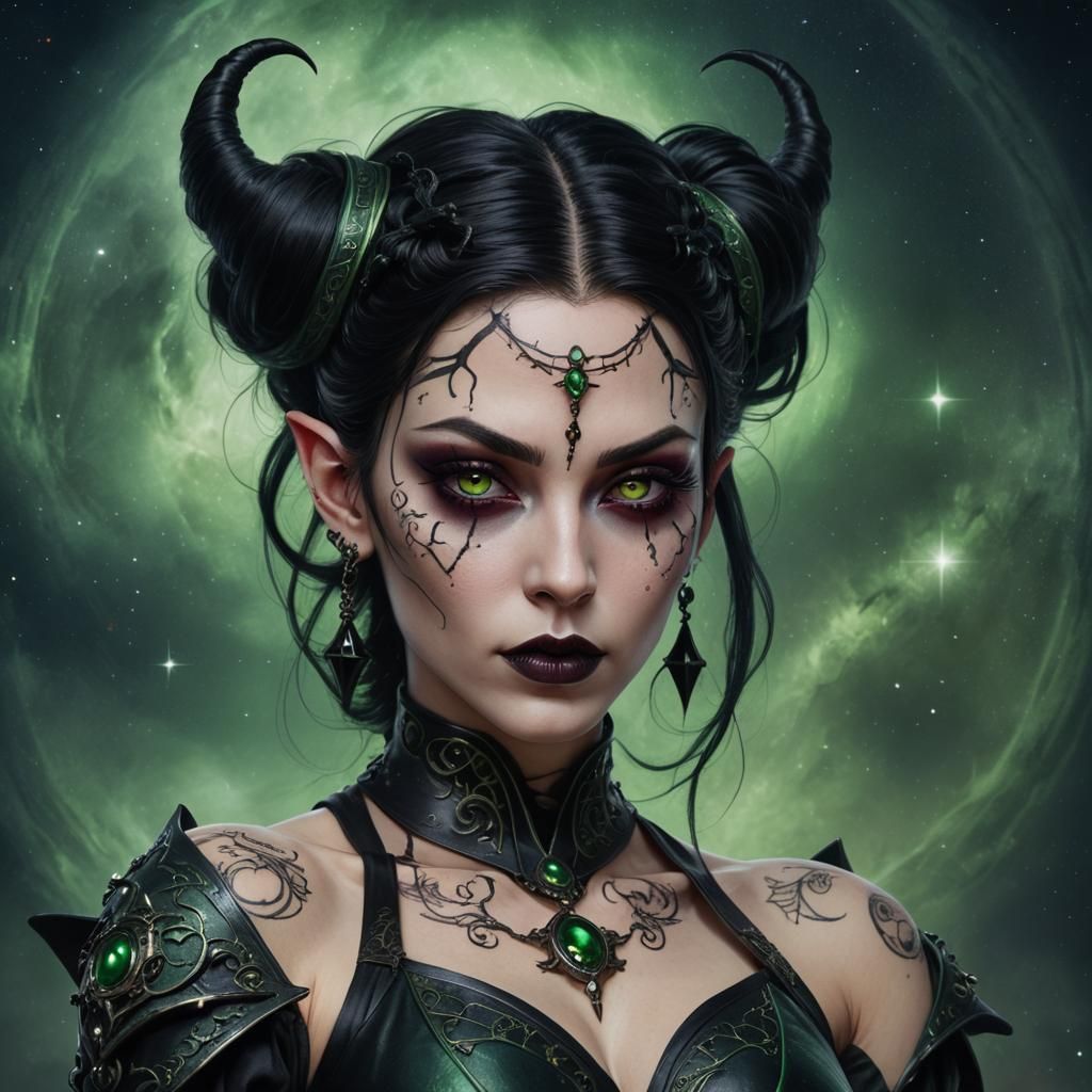 Gothic Sorceress Casting Magic in Dark Fantasy Art