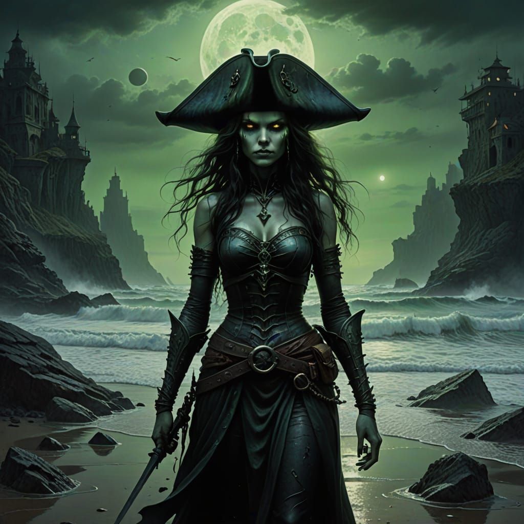 Realistic Mermaid Pirate in Dark Fantasy Style