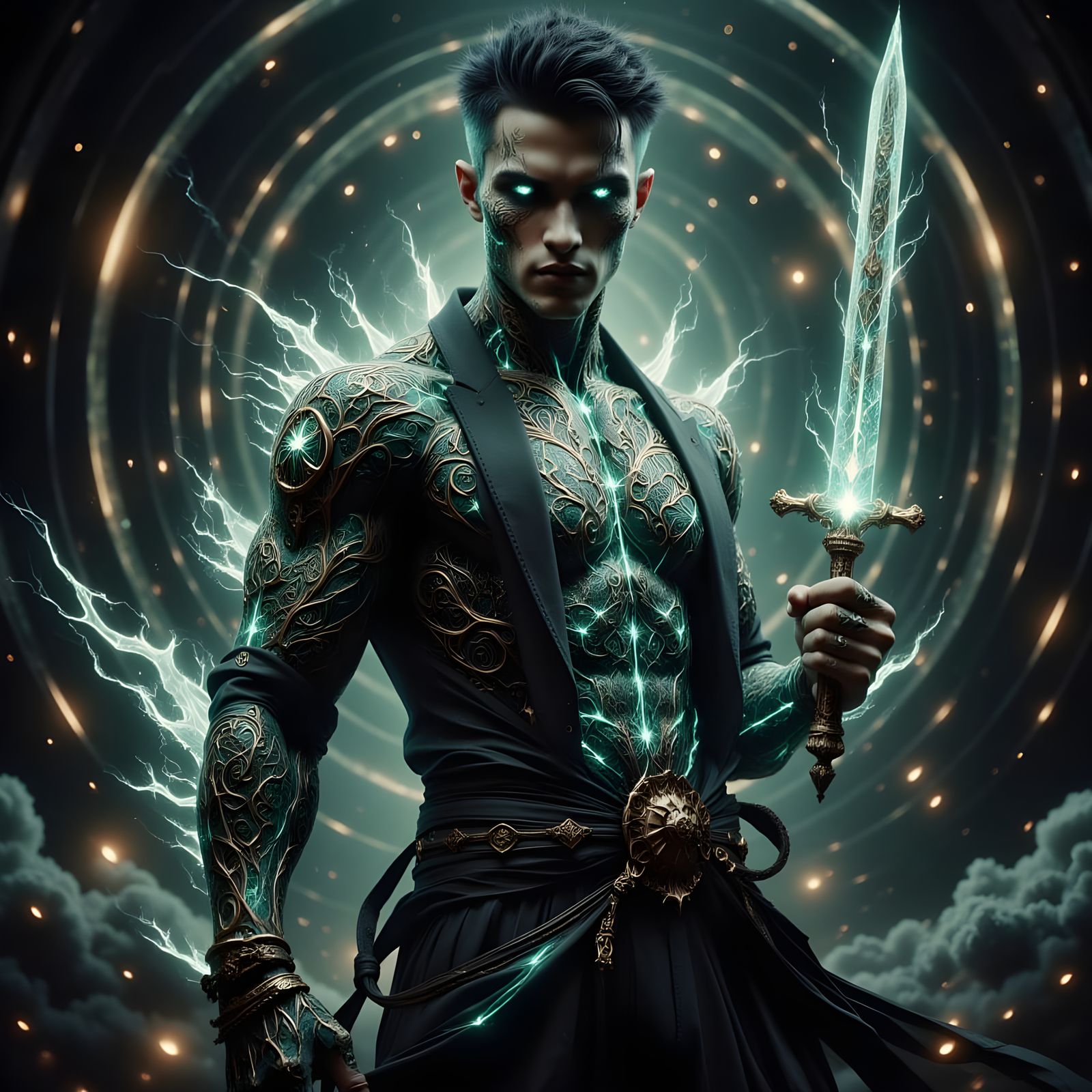 Cyberpunk Warrior in Japanese-Style Armor