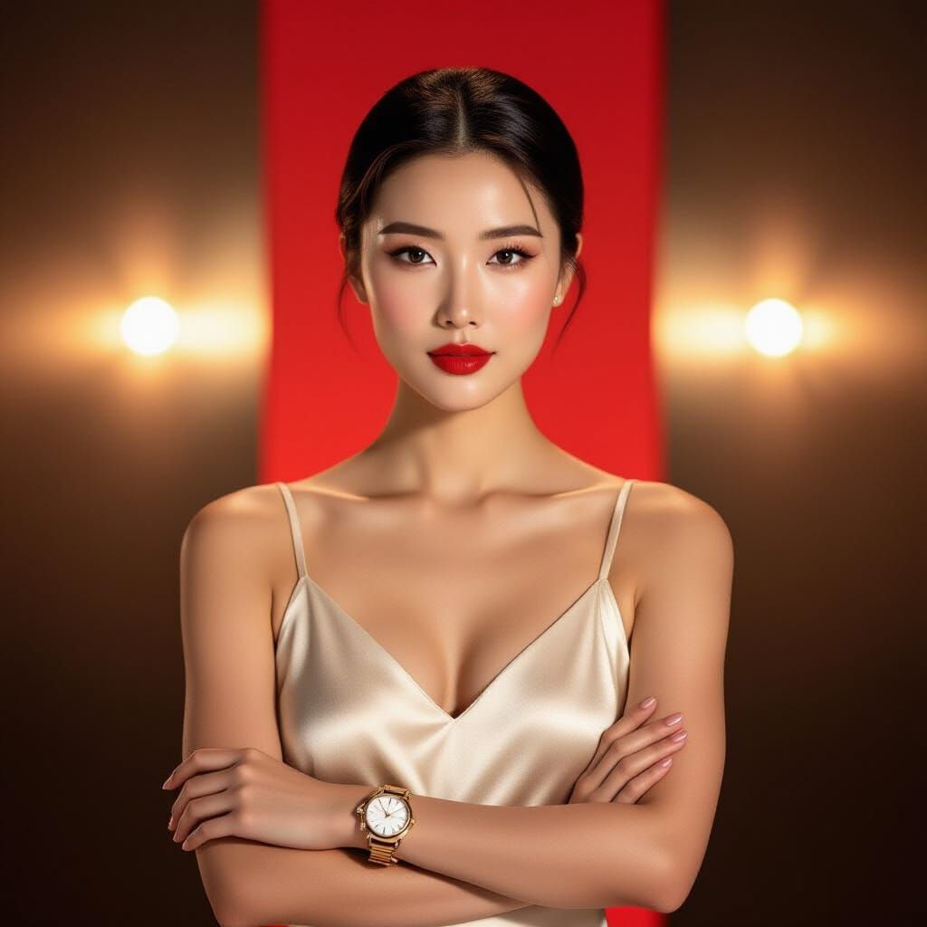 Elegant Chinese Woman in Silk, Editorial Portrait