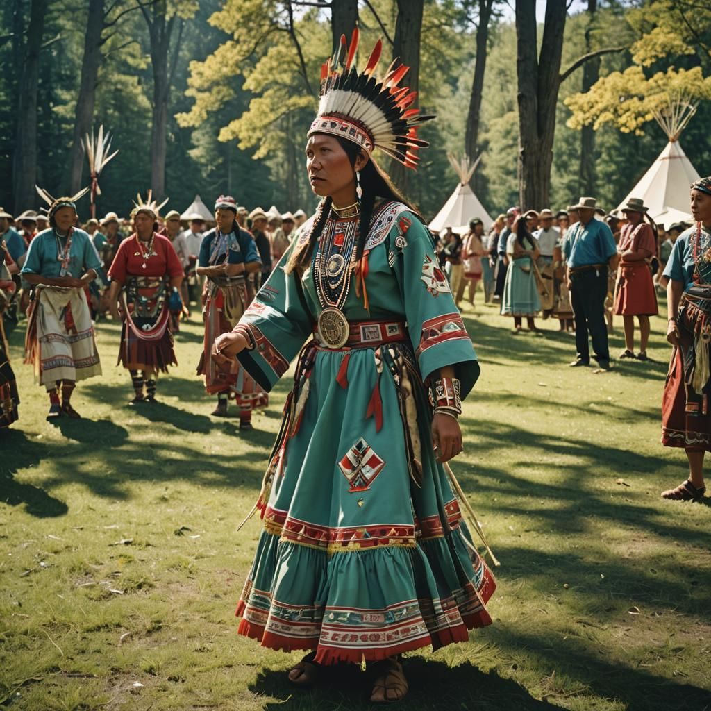 Jingle Dress Dancer at Indigenous Pow Wow