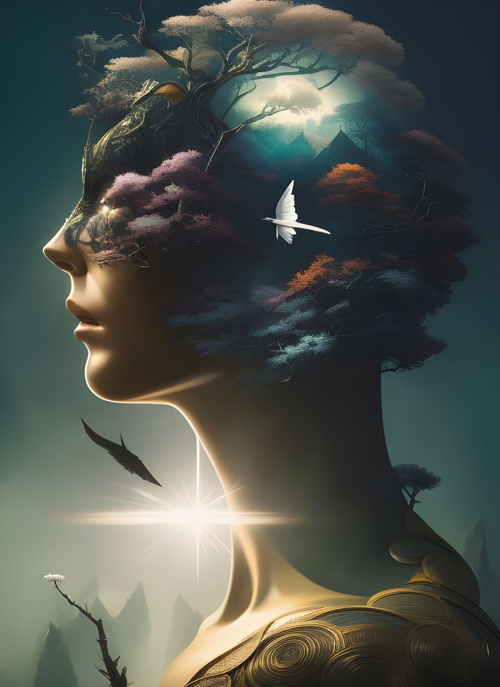 Fractured Celestial Skull: Digital Art Masterpiece