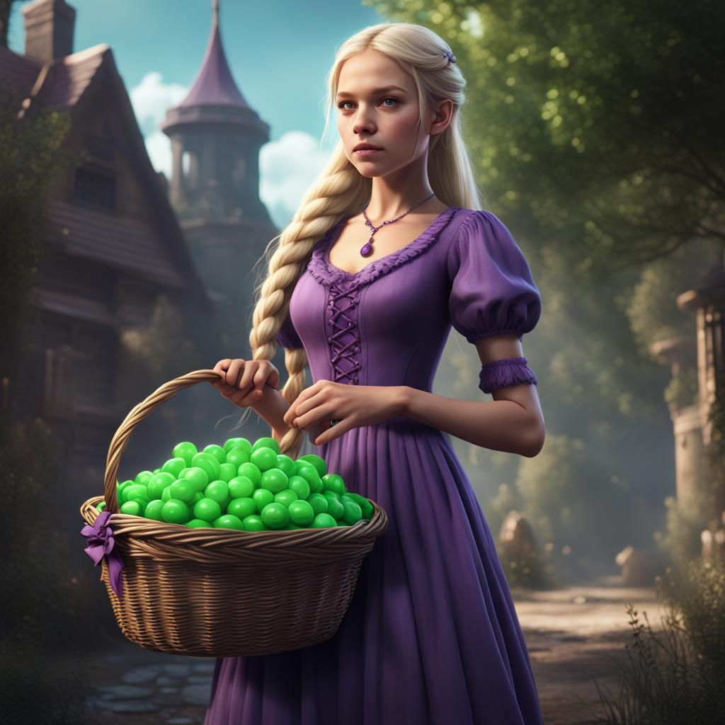 Girl with Braid and Candy Basket in Fantasy Art