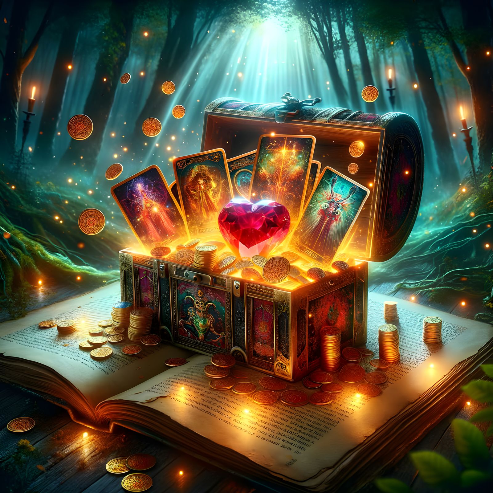 Enchanted Treasure Chest in Autumn Forest