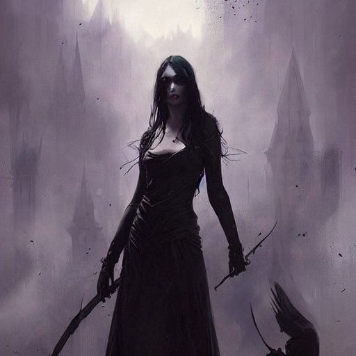 Sinister Gothic Goddess in Dark Fantasy Style