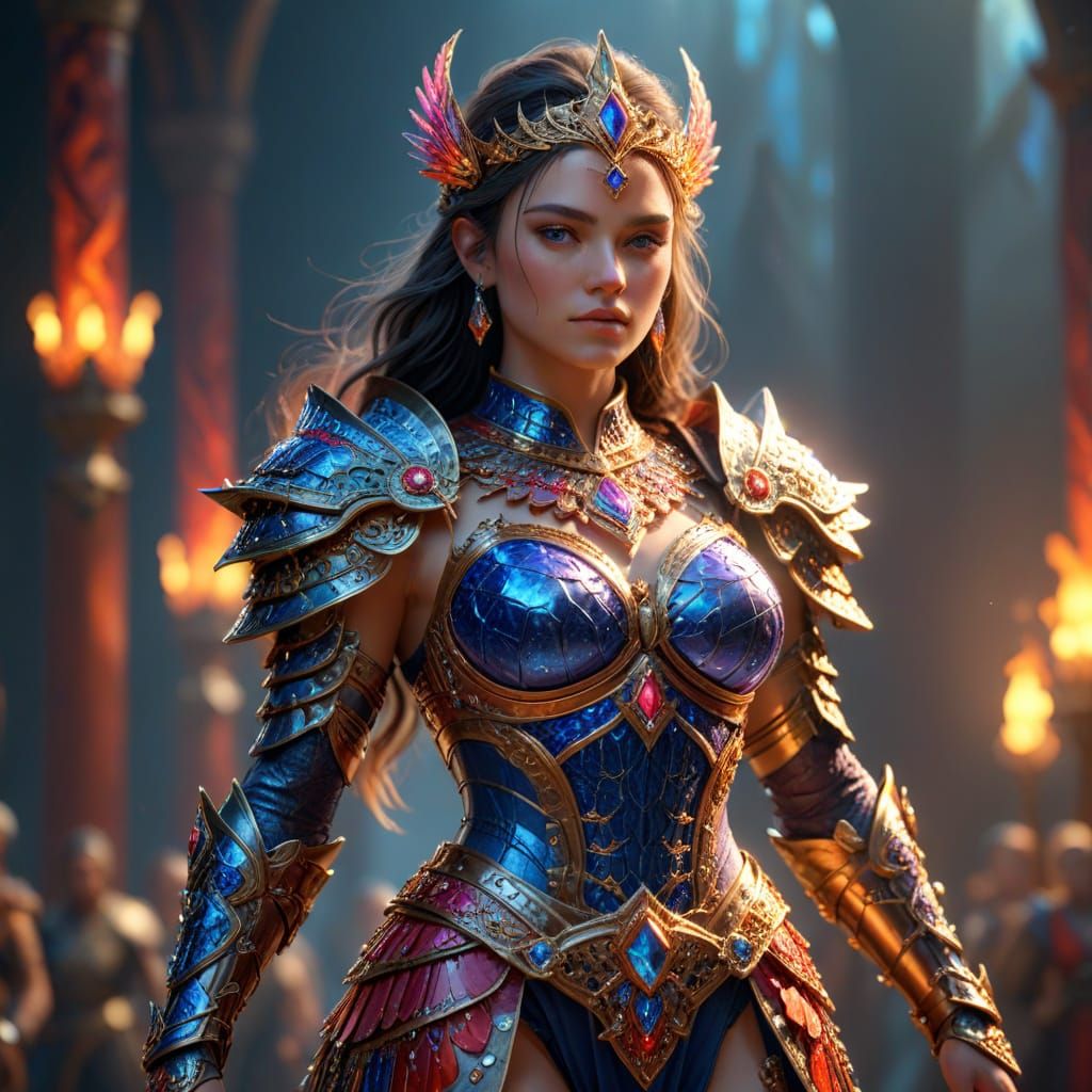 Princess Warrior in Jewel-Toned Armor