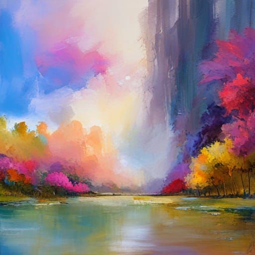 Abstract Painting: Summer Yielding to Autumn