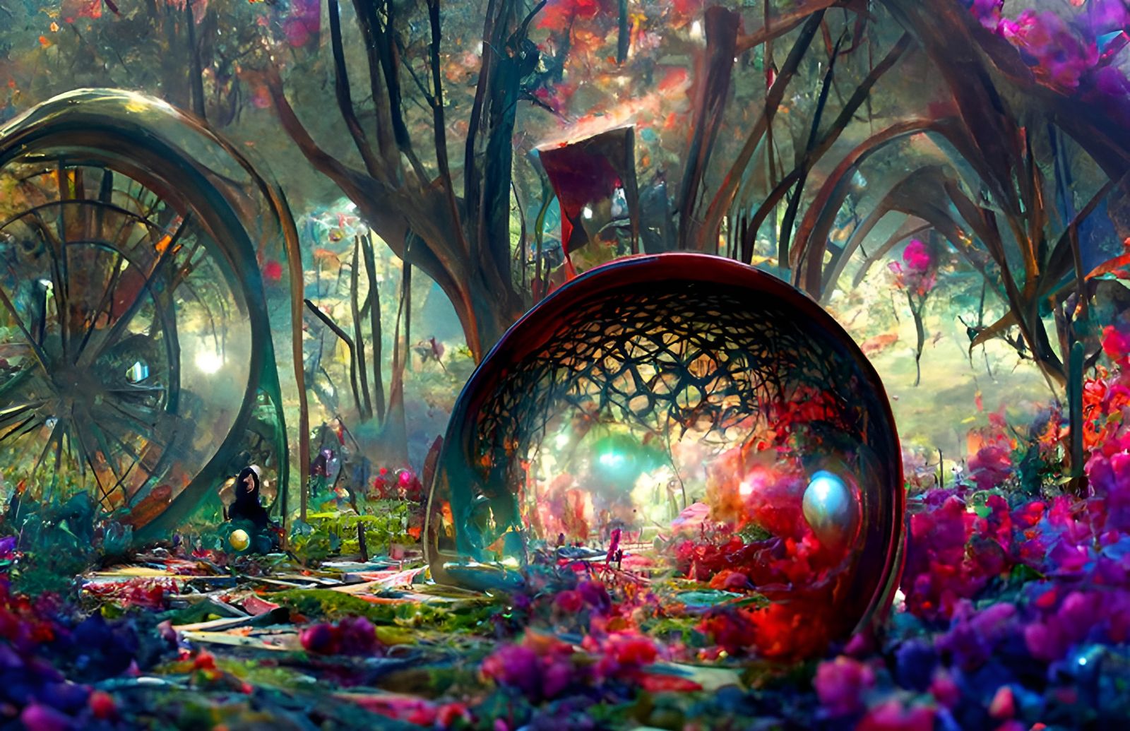 Alice in Wonderland Landscape with Kaleidoscopic Maze