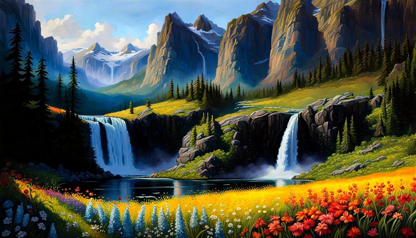 Rocky Mountain Homestead with Wildflowers: Fantasy Album Art