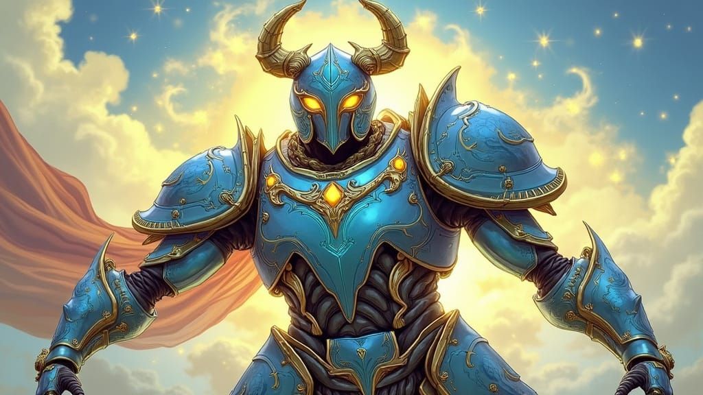 Mystical Armored Warrior in Ethereal Light