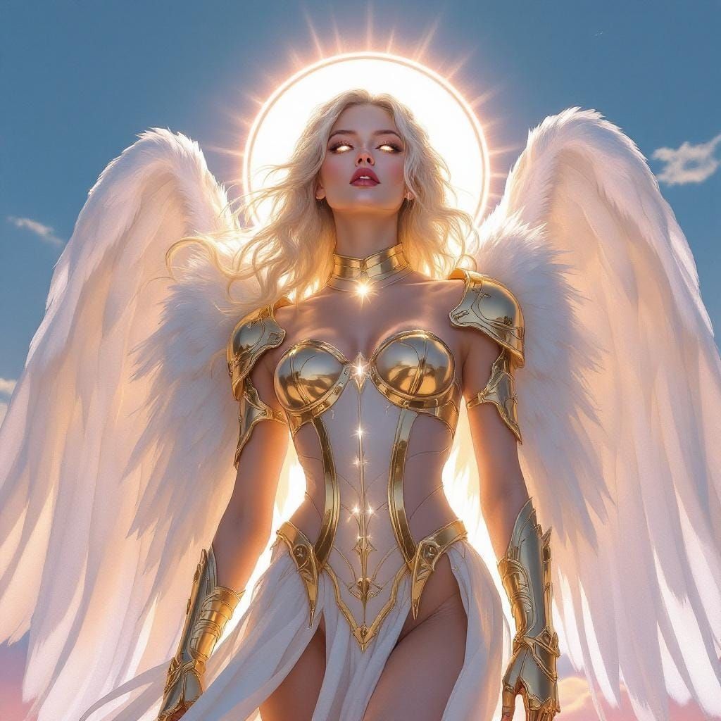 Radiant Archangel in Translucent Neoclassical Style