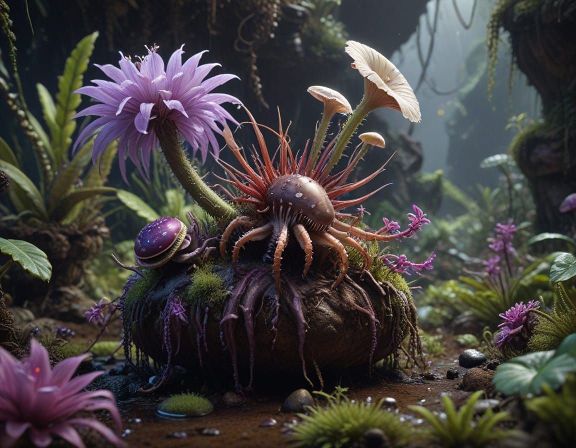 Fantastical Cactus Oasis with Intricate Details