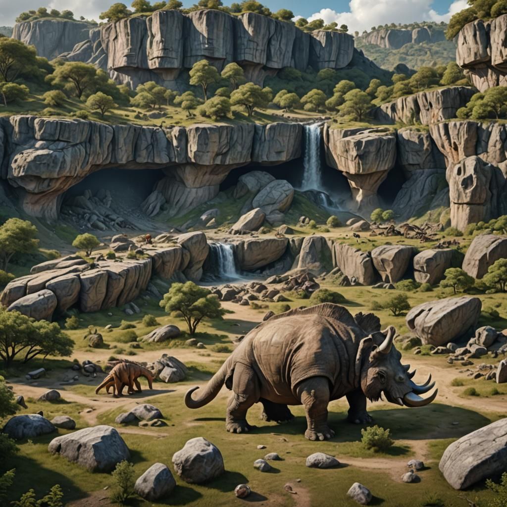 Hyperrealistic Prehistoric Landscape with Dinosaur in 8K