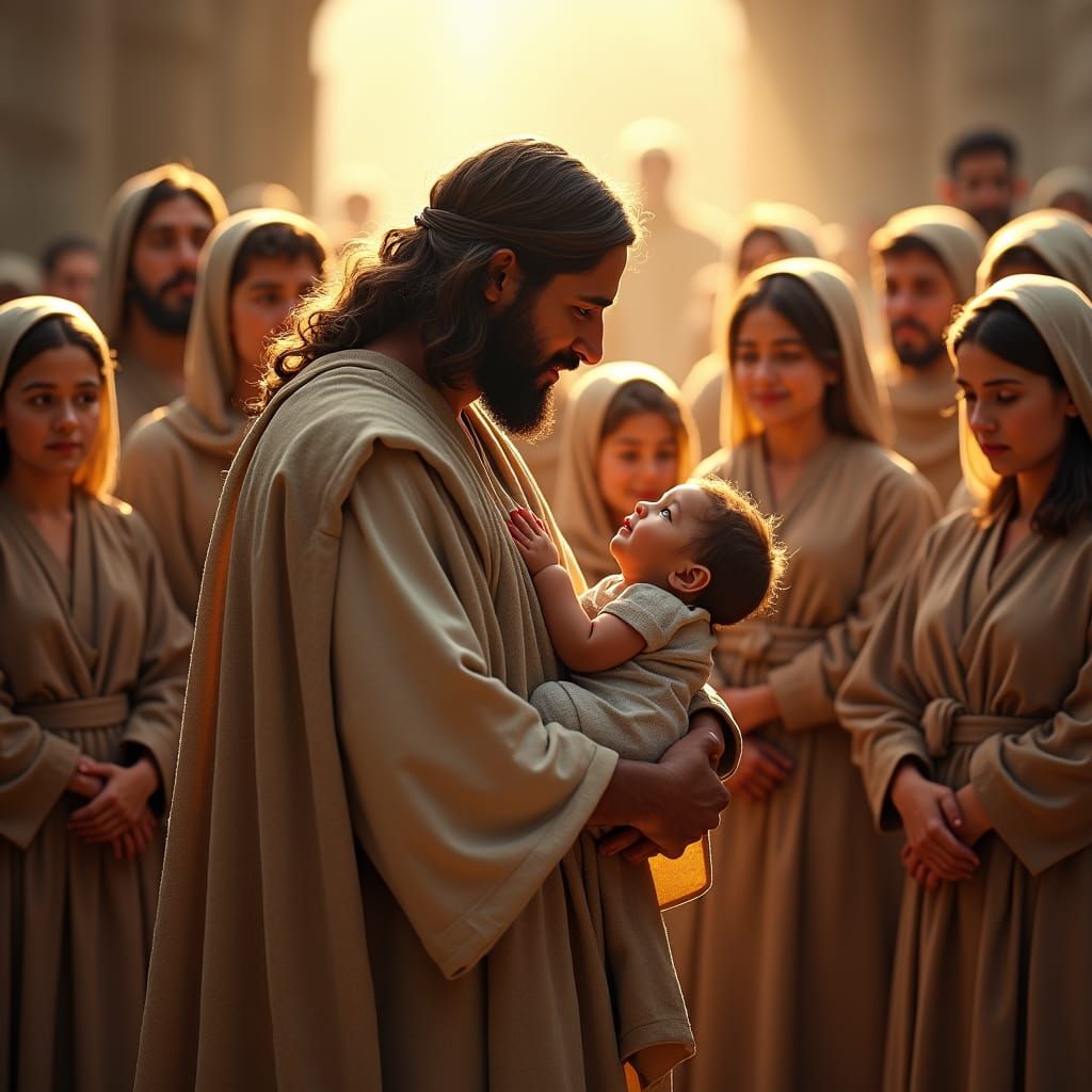 Children Presented to Jesus in Fantasy Art Style
